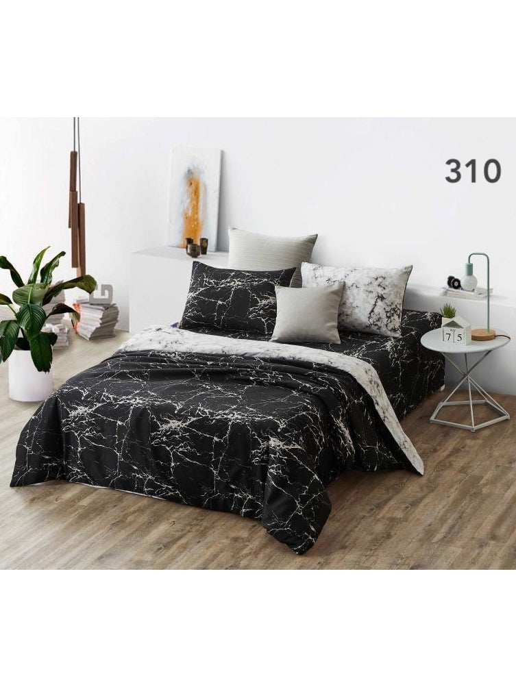 ETOZ Quilt Cover Set with Bedsheet - 950 High Thread Count - Fit Up To 16 Inches Mattress - Marble Quilt Cover