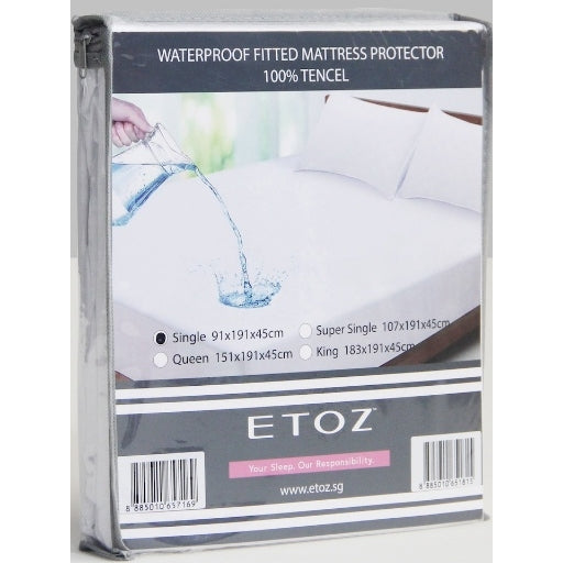 ETOZ 100% Tencel Waterproof Fitted Mattress Protector - 100% Tencel fabric- Mattress Protector- 4 sizes