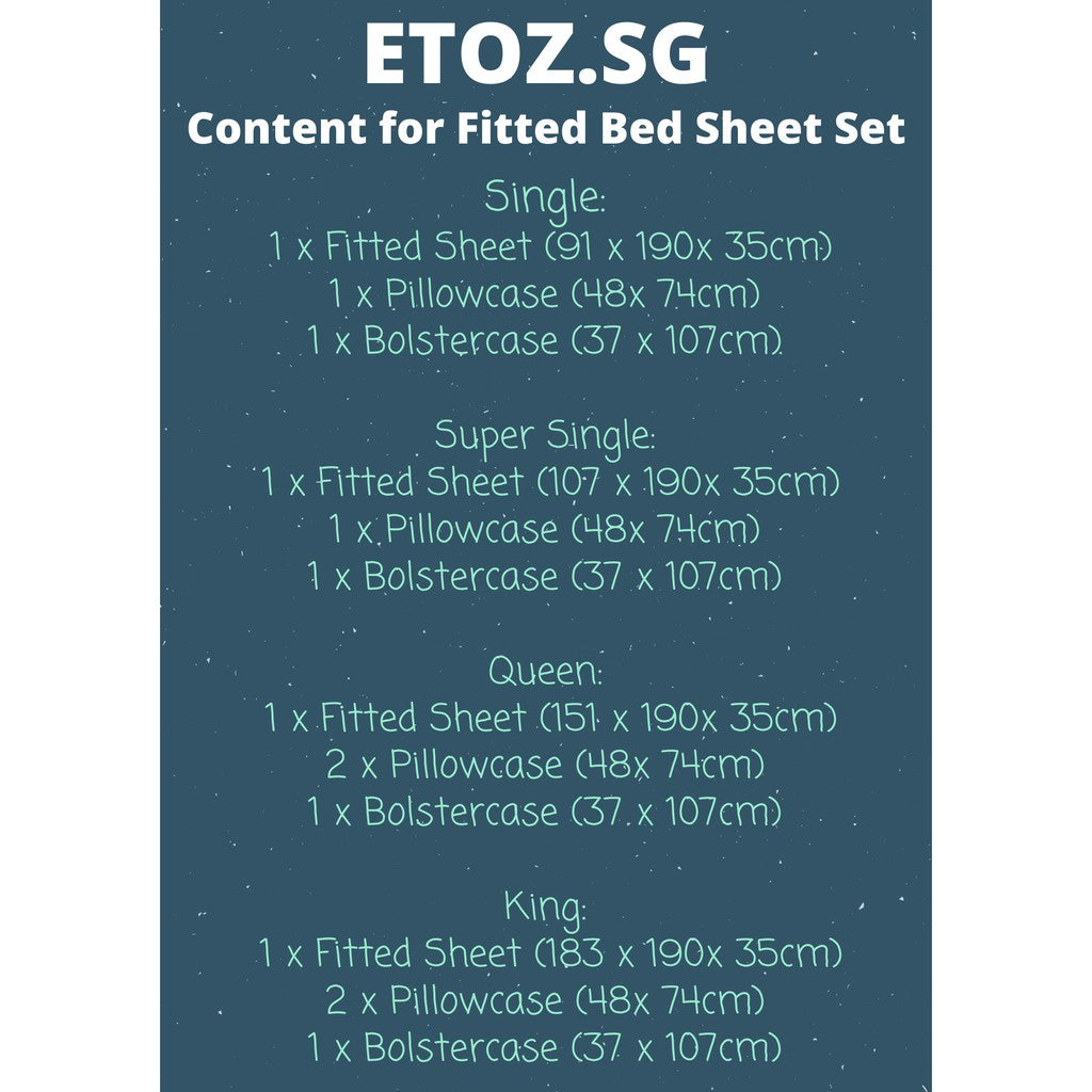 ETOZ 950TC Fitted Bed Sheet Set - Quilt Cover sold Separately -Marble Bedsheet Set- Fits up to 16 inches Mattress