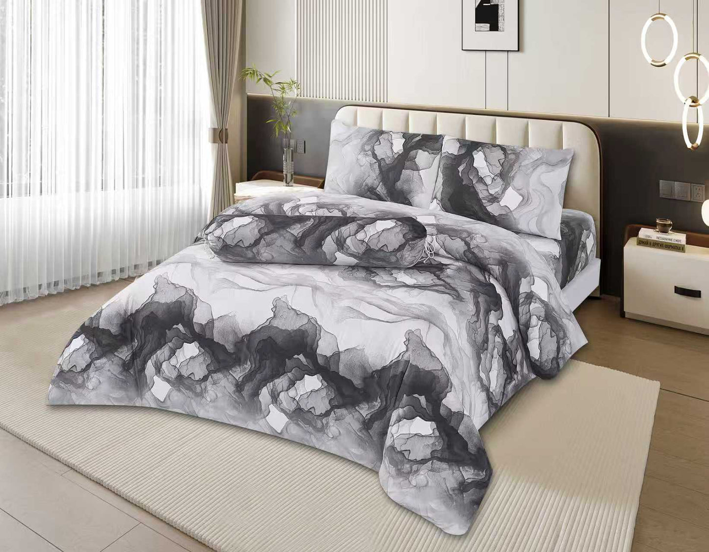 ETOZ 950TC Comforter Set (with bed sheet set) - Marble Comforter- Free Pillowcase or Bolstercase